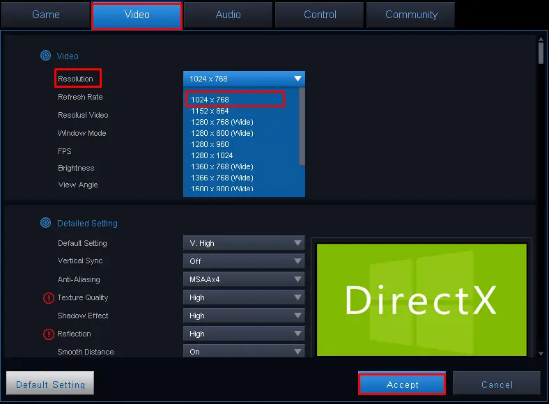 Setting PB agar Point Blank tidak mengalami lag saat dimainkan di bagian resolusi
